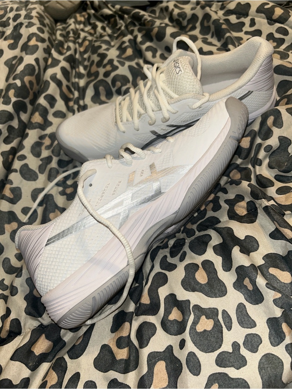 ASICS White and Silver Women's Training Sneakers